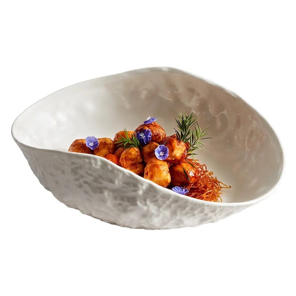 10" Ceramic Shell Soup Plate Rock Textured Deep Serving Bowl — image 1 of 4