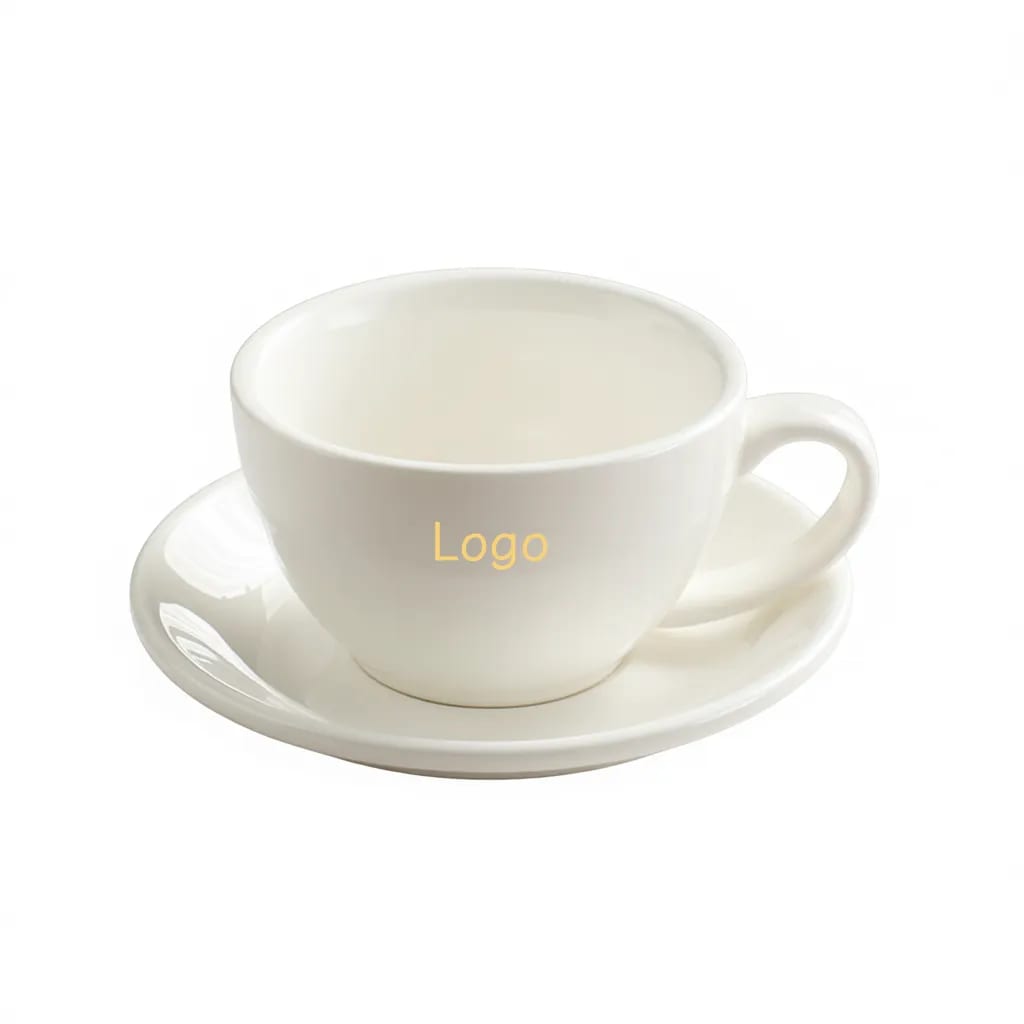 10 oz Classic Ceramic Cappuccino Cup Saucer Set Latte Art — image 1 of 18