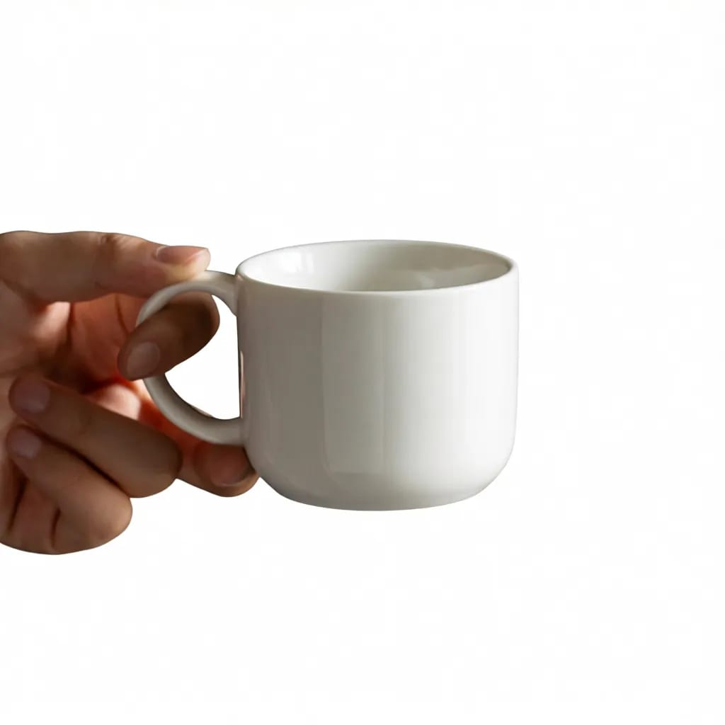 6oz White Ceramic Straight Coffee Tea Breakfast Mug