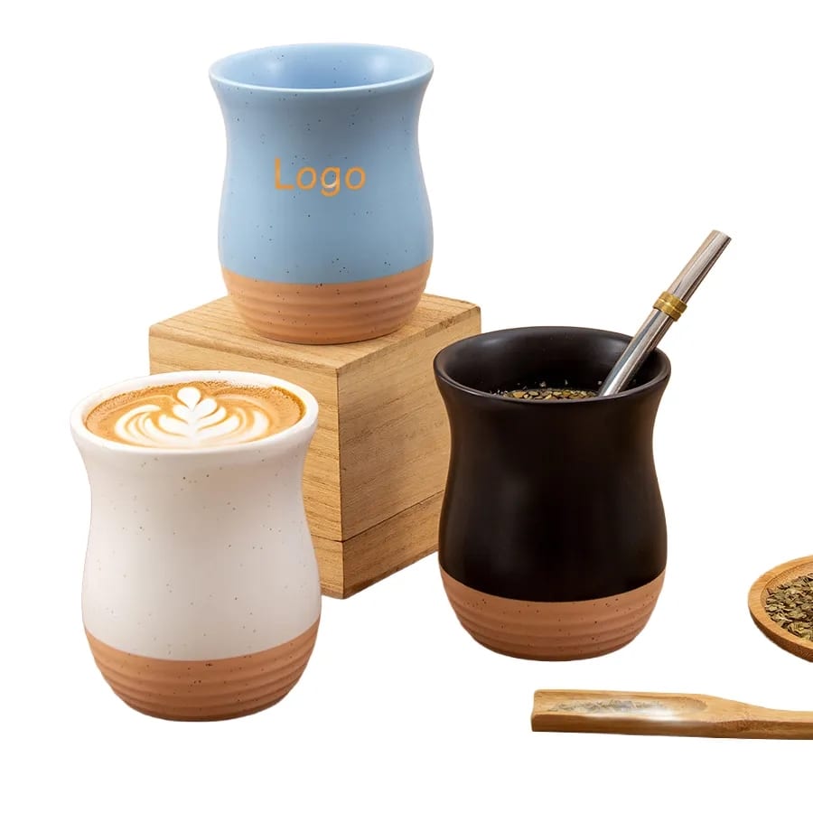 8 oz Artisan Insulated Two-Tone Ceramic Gourd Style Tumbler
