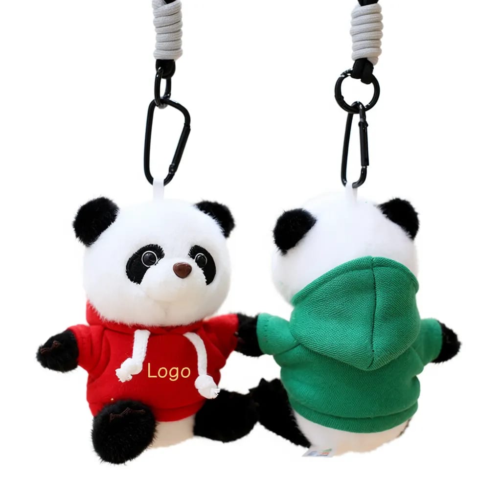 Adorable Panda Plush Keychain w/ Colorful Hoodie Accessory — image 1 of 42