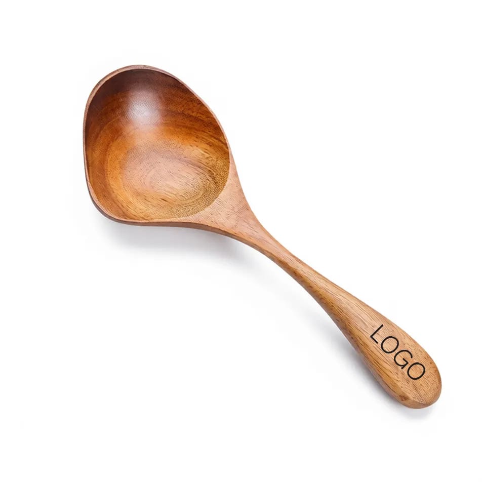 Ergonomic Acacia Wood Duckbill Curved Soup Serving Spoon — image 1 of 6