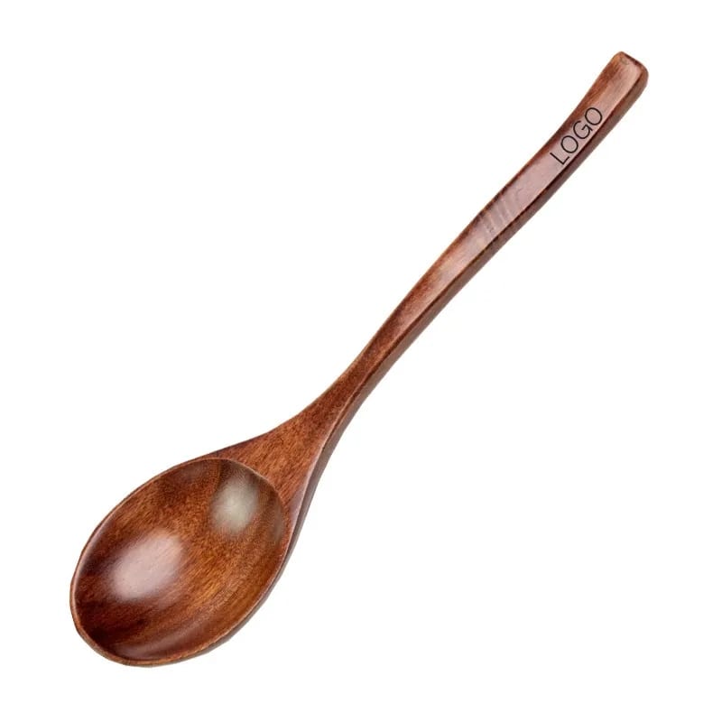 Ergonomic Long Handle Hardwood Wide Bowl Ramen Soup Spoon — image 1 of 2