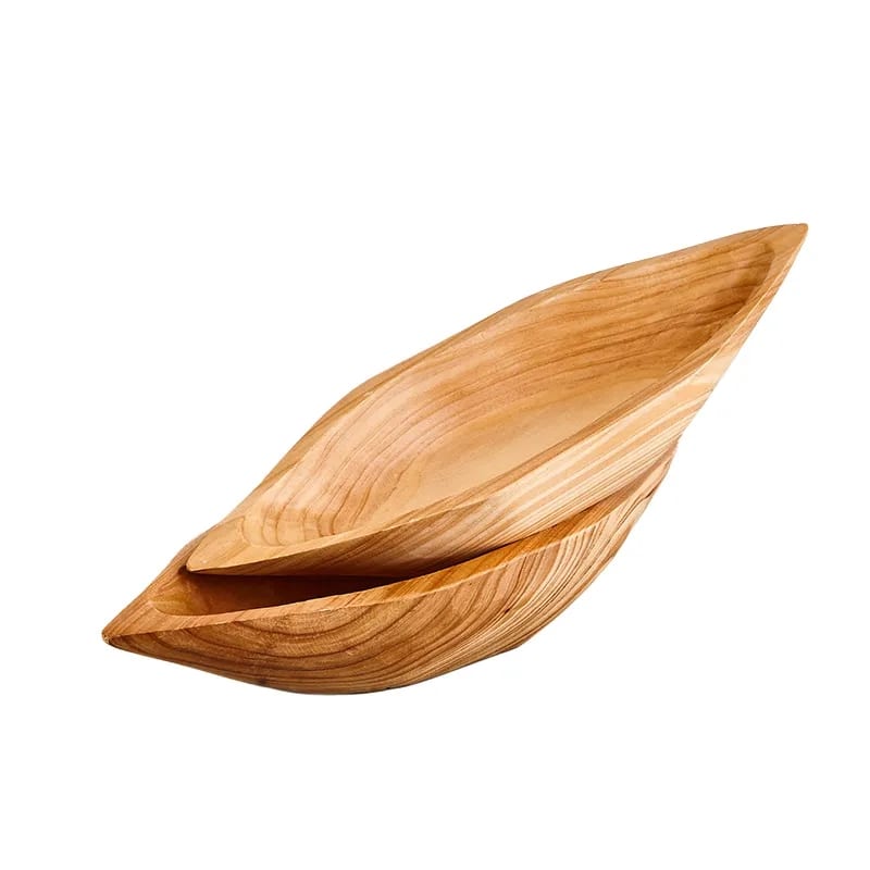 Handcrafted Boat Shaped Solid Acacia Wood Serving Fruit Bowl — image 1 of 4