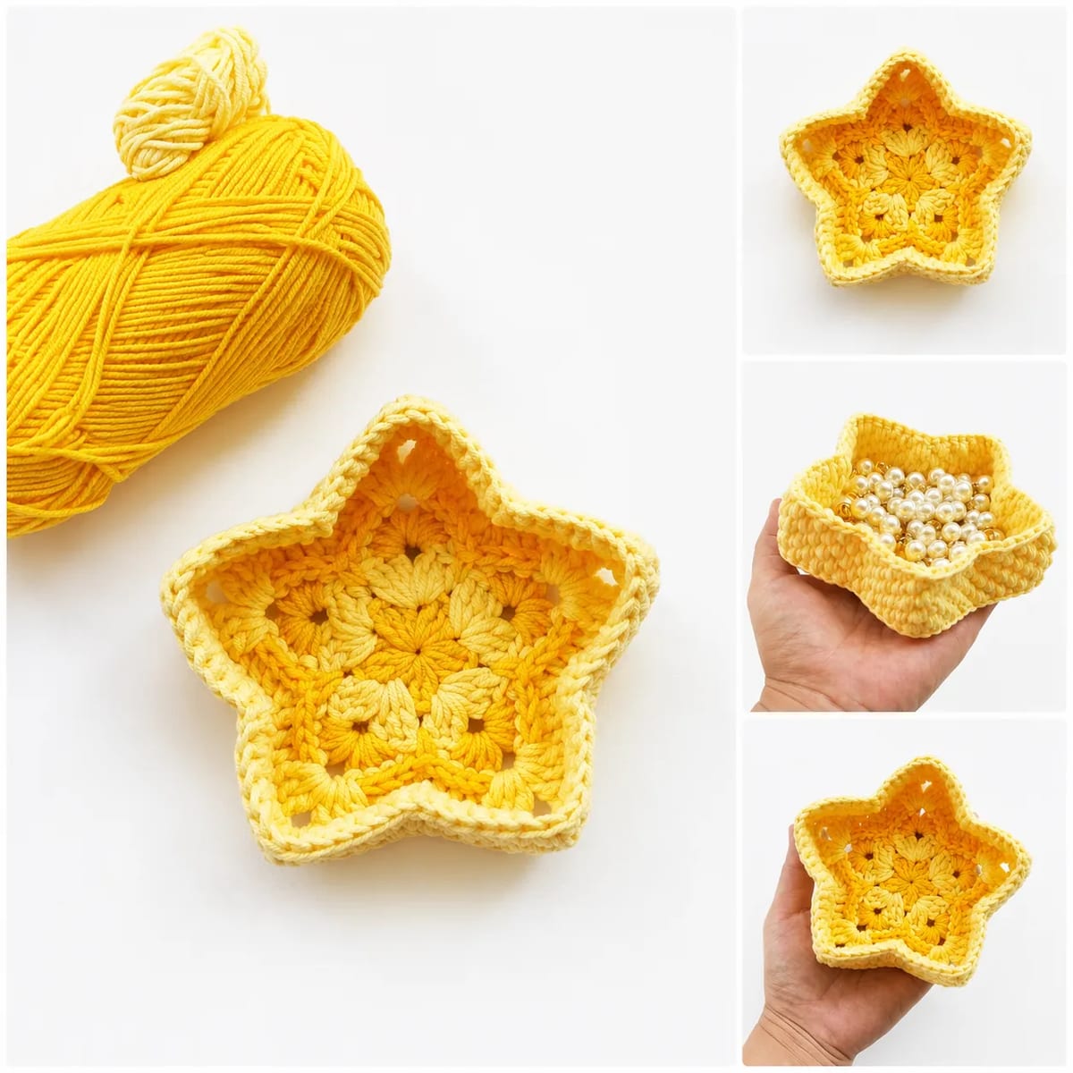 Handmade Crochet Star Desktop Storage Basket Trinket Dish