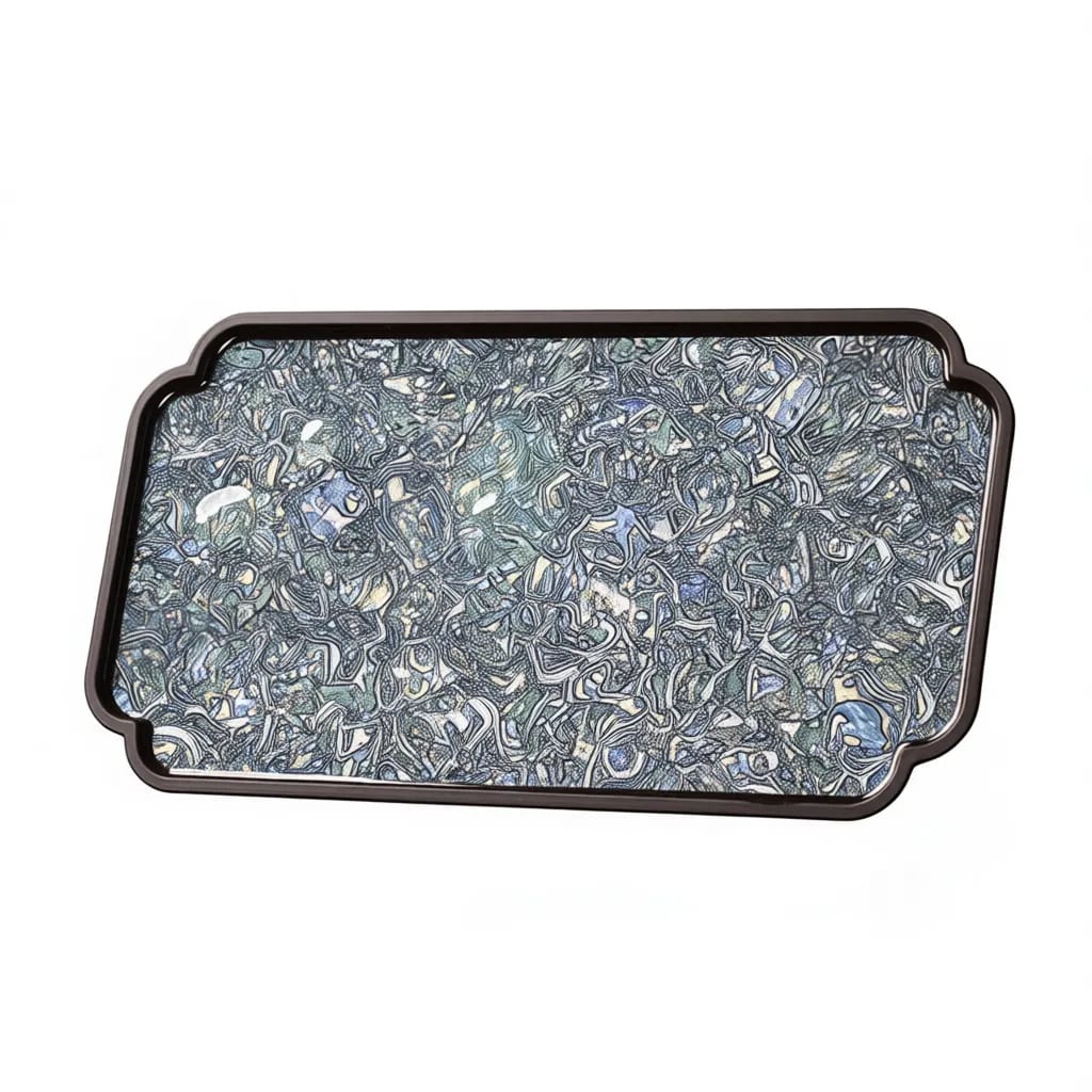 Lacquered Mother of Pearl Inlay Rectangular Serving Tray — image 1 of 8