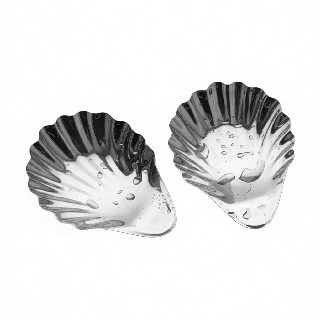 Polished Stainless Steel Seashell Jewelry Trinket Dish Tray