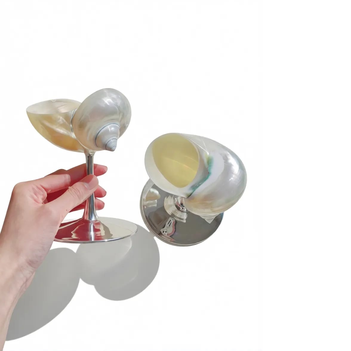 Retro Silver Seashell Martini Glass Natural Pearl Shell Cup — image 1 of 1