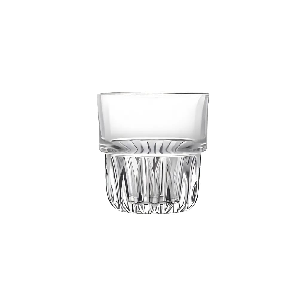 Ribbed Stackable 80ml Clear Glass Spirit Tasting Tumbler Cup