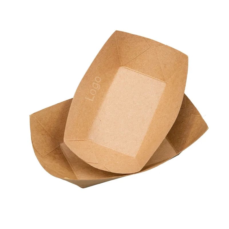 Sturdy Open Top Kraft Paperboard Disposable Food Boat Tray — image 1 of 7